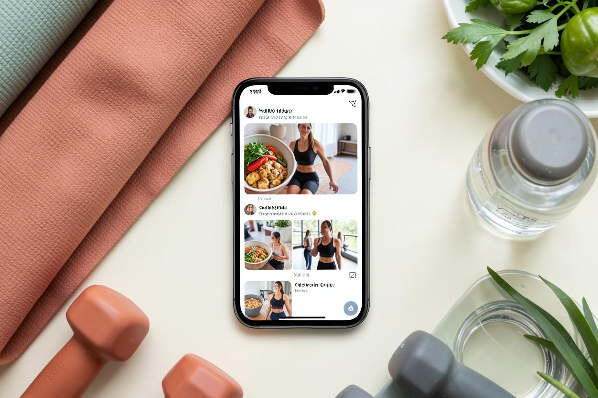 Phone showing a supportive fitness community check-in